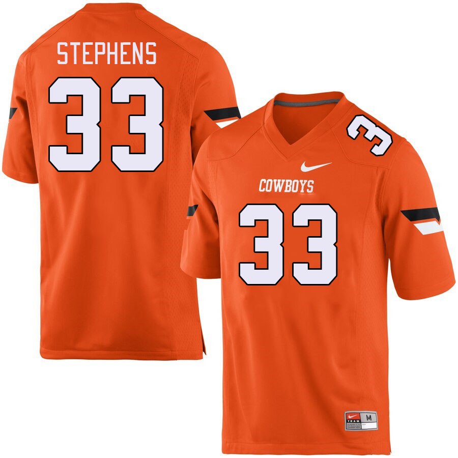 Men #33 Donovan Stephens Oklahoma State Cowboys College Football Jerseys Stitched-Orange - Click Image to Close